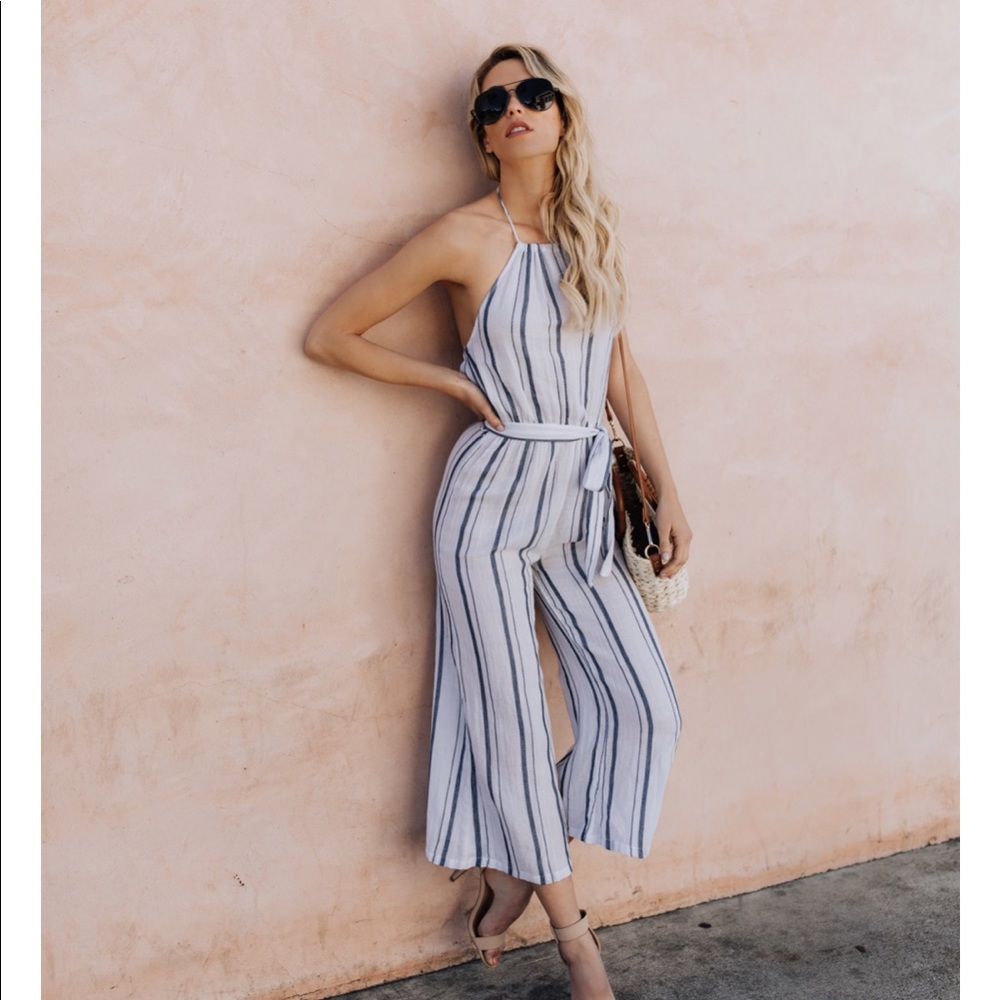 Loren lightweight cotton halter jumpsuit